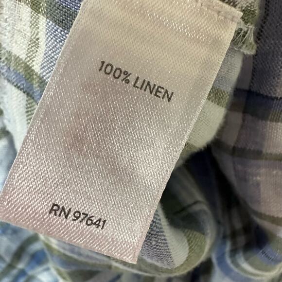 J. Jill Plaid 100% Linen Popover Button Up Tunic Top  Mother of Pearl Size S - Picture 3 of 8